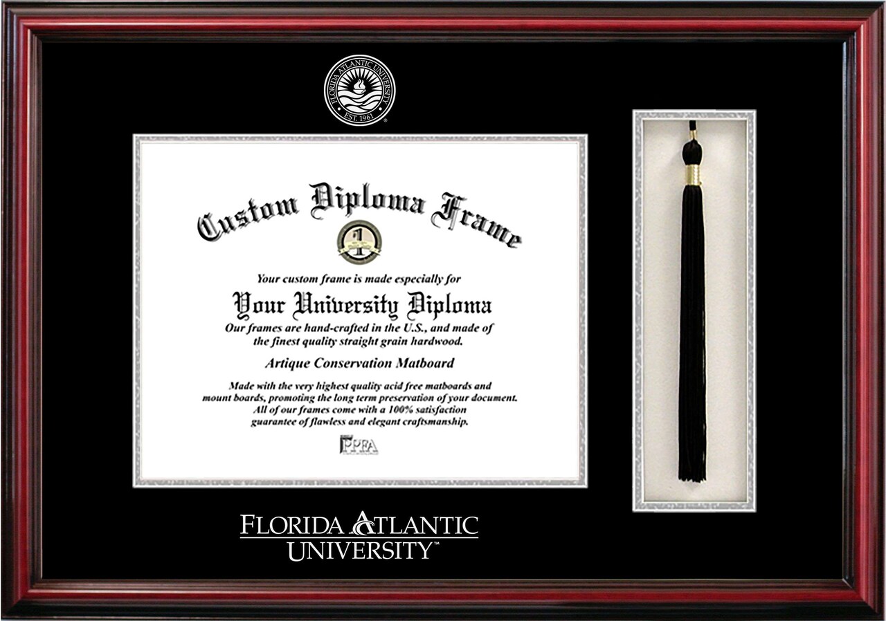 Florida Atlantic University 11w x 8.5h Tassel Box and Silver Embossed Diploma Frame